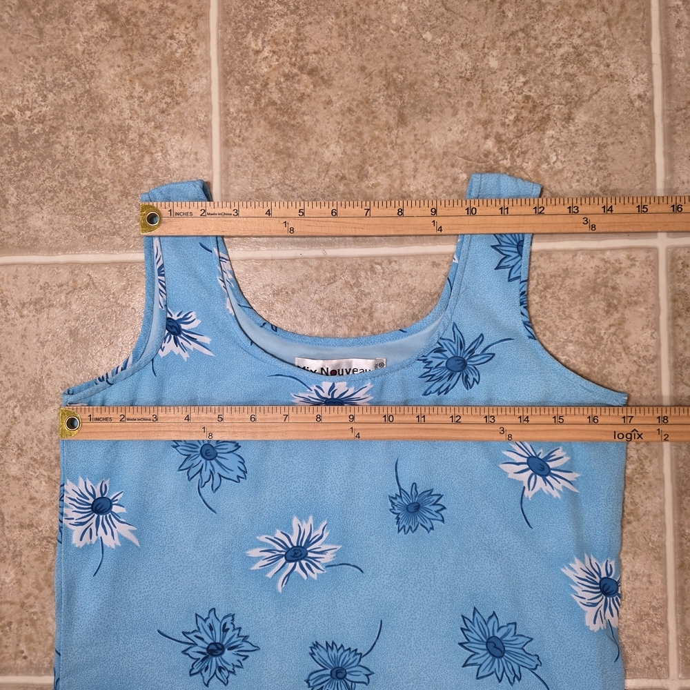 Mix Nouveau Blue Floral Maxi Dress Petite 4P Sleeveless Lined Summer Dress - Picture 7 of 10